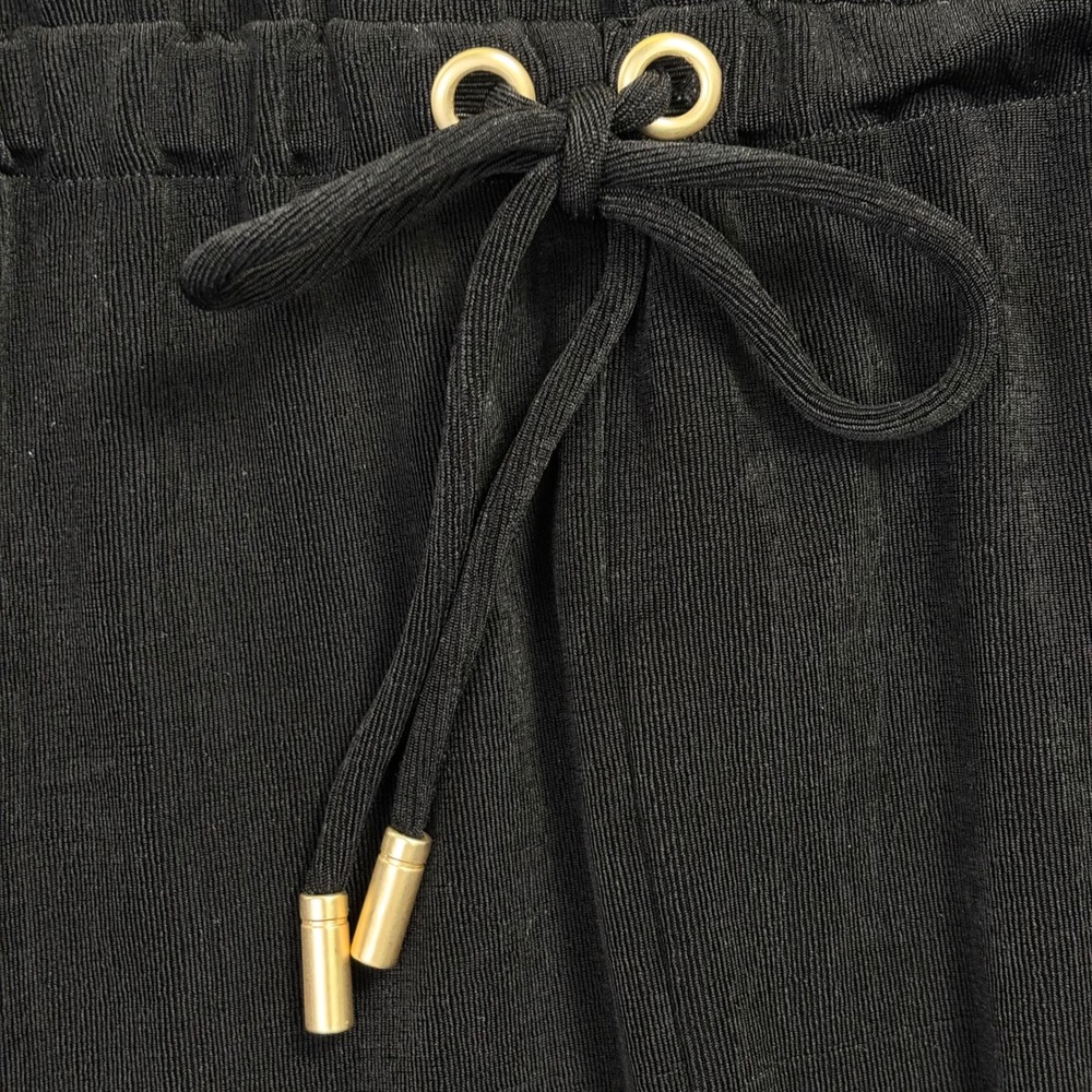 Chicos Black Wide Leg Knit Jumpsuit Drawstring Waist Short Sleeve Size 3 (XL)‎ - Picture 3 of 10